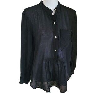 aritzia long sleeve 100% cotton blouse semi sheer womens size M